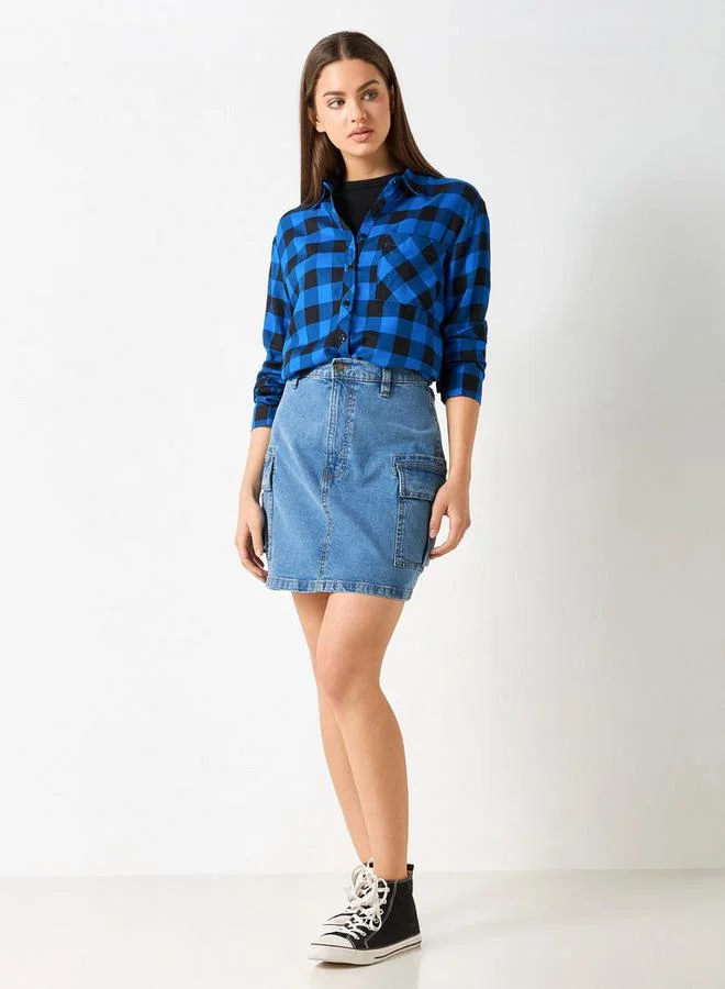 لي كوبر قميص كاروهات بأكمام طويلة وقصة مريحة من لي كوبر