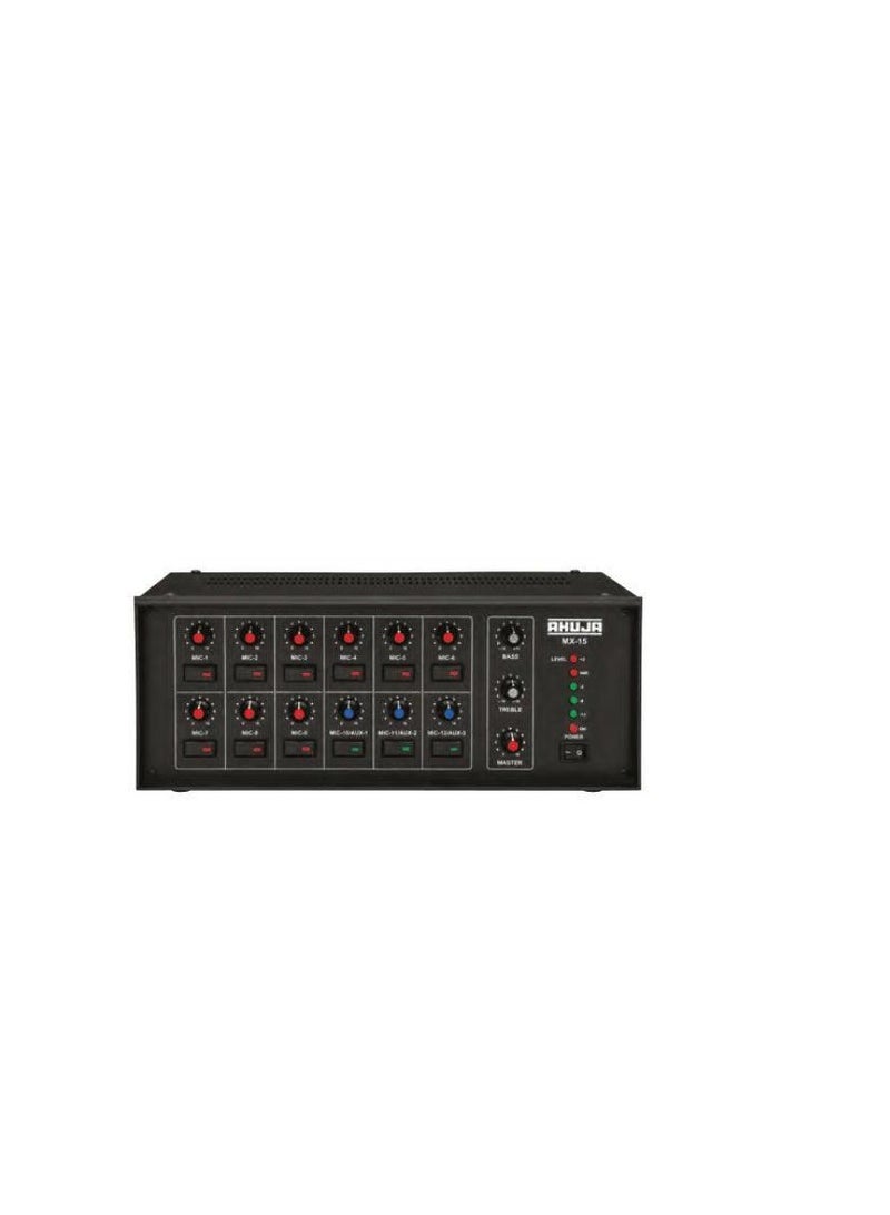 Ahuja MX15 PA Audio Mixer 12 Mic & 3 Aux Inputs