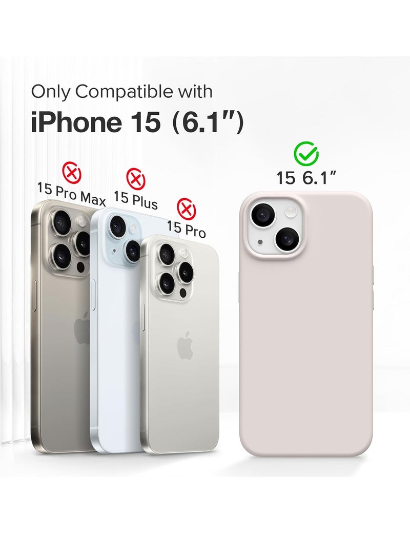 ELTRAZONE 5-in-1 iPhone 15 Case in Stone – Magnetic, MagSafe-Compatible, Slim Skin-Like Silicone, Includes 2x Screen & Camera Lens Protectors - Image 2