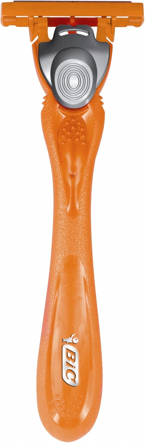 BIC 3 Hybrid Mens TripleBlade Razors for Men Long Curved Handle for Easy Grip Pack with 1 Handle and 6 Refills - Image 3