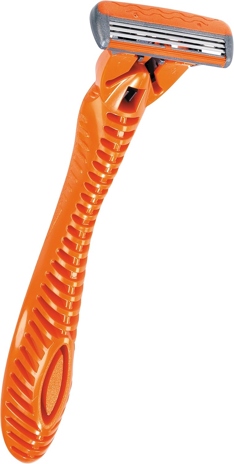 BIC 3 Hybrid Mens TripleBlade Razors for Men Long Curved Handle for Easy Grip Pack with 1 Handle and 6 Refills - Image 2