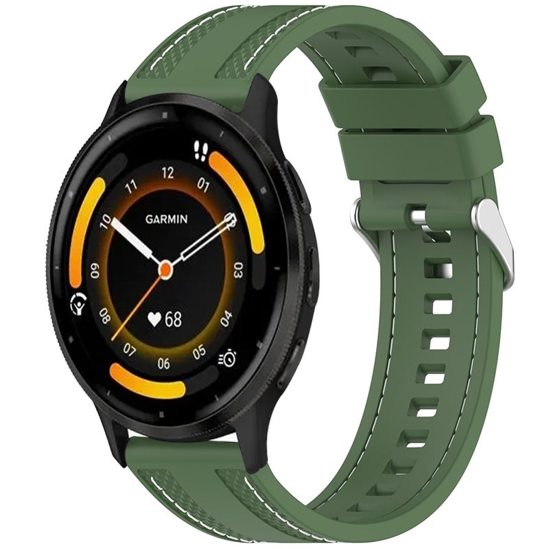 S-TOP For Garmin Venu 3 Quick Release Two Side Stitching Silicone Watch Band(Spruce Green) - Image 1