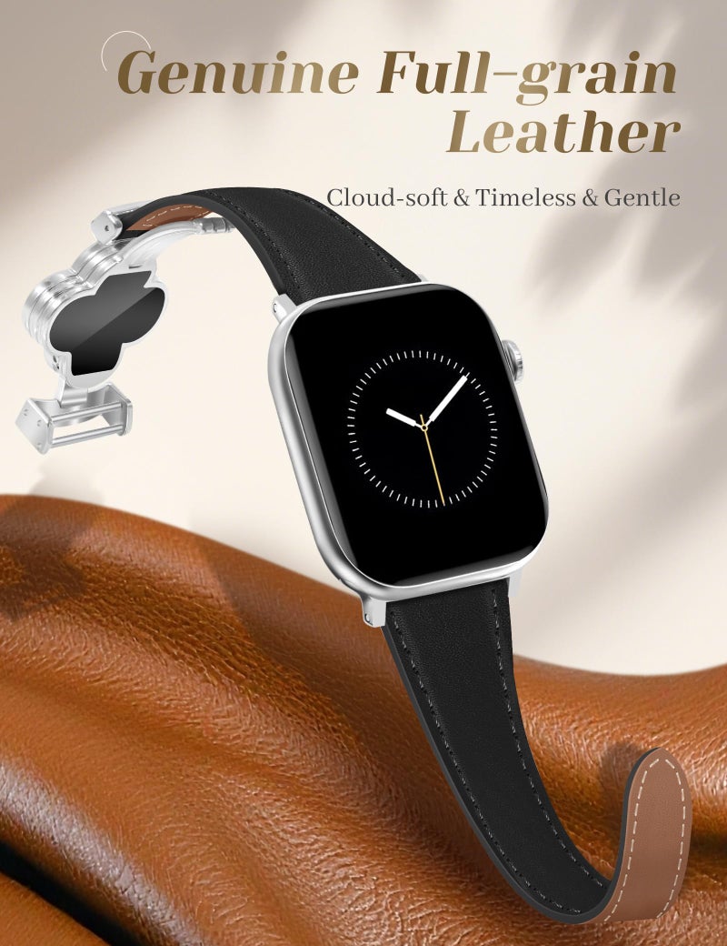 MOINSPIRE Designer Slim Leather Bands Compatible with Apple Watch 38mm 40mm 41mm 42mm(S11/10)for Women, Four-Leaf Clover Cute Dressy Magnetic Watch Bands for iwatch Series Ultra/SE11/9/8/7/6/5/4/3/2/1 - Image 3