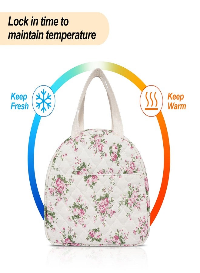 honitty Lunch Box for Women,Cute Quilted Lunch Tote Bag,Reusable Insulated Lunch Box,Large Capacity Cooler Bag with Compartments for Work, Picnics or Travelling - Image 3