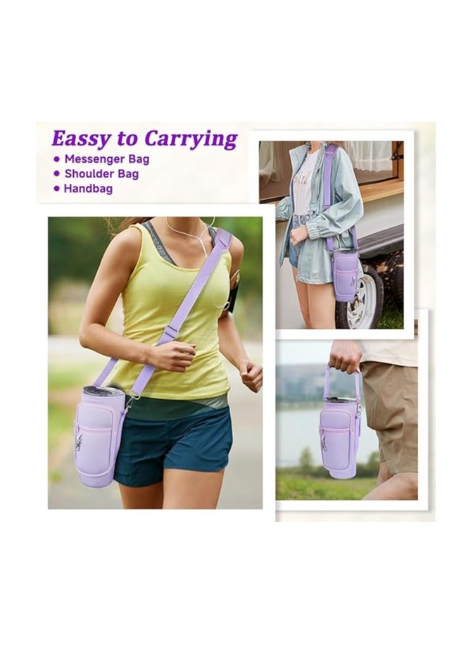 Water Bottle Carrier Bag with Phone Pocket Compatible with Stanley 40 oz Tumbler with Handle,Water Bottle Holder Pouch with Adjustable Strap Compatible with Stanley Cup Accessories - Image 5