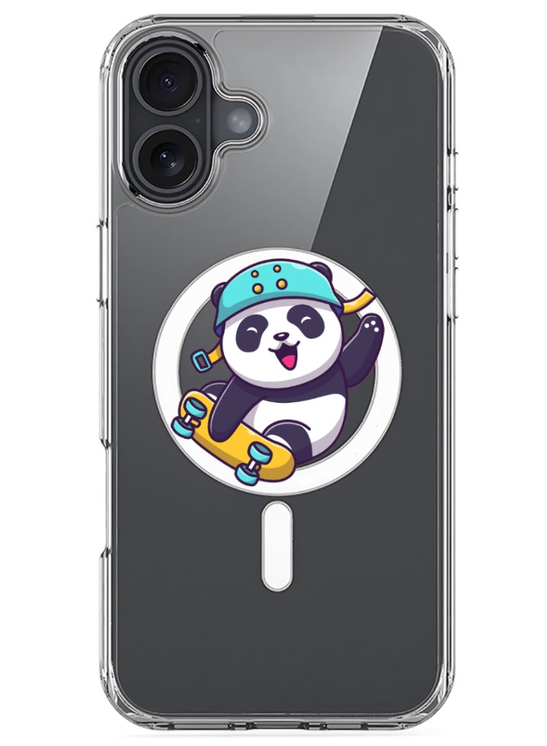 Theodor iPhone 16 Plus Magsafe Magnetic Case for iPhone Compatible with Wireless Charging, Shockproof Phone Bumper Cover - skiing panda - Image 1