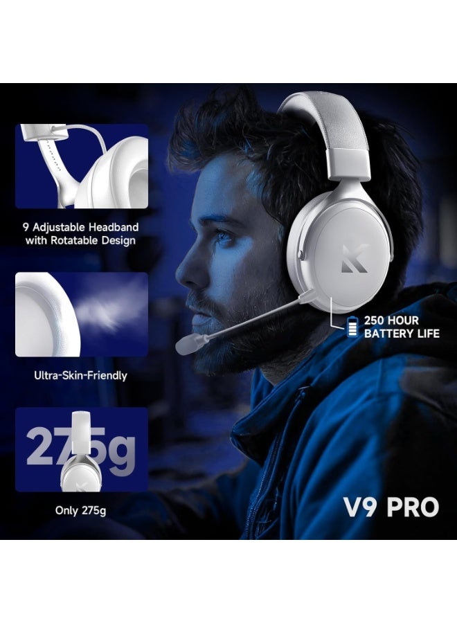 مكشوزي سماعة ألعاب لاسلكية V9 Pro، صوت محيطي 7.1 لأجهزة PS5 وPS4 والكمبيوتر الشخصي وجهاز نينتندو سويتش، سماعة ألعاب بثلاثة أوضاع اتصال، ميكروفون مانع للضوضاء، بطارية تدوم 250 ساعة، خفيفة الوزن - Image 5