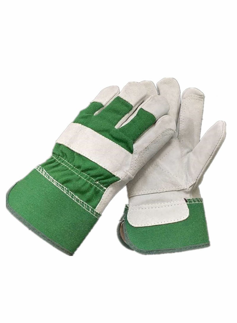 Excefore قفازات حدائق قوية التحمل، جلد مقاوم للأشواك للأعمال، أدوات قوية، مقصات تقليم، بناء الطوب (مقاس واحد، أخضر، 1 زوج) - Image 1