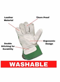 Excefore Heavy Duty Gardening Gloves, Garden Thorn Proof Leather Work Strong Tools Pruning Shears Bricklaying(One size, Green, 1 Pairs)  - Image 3