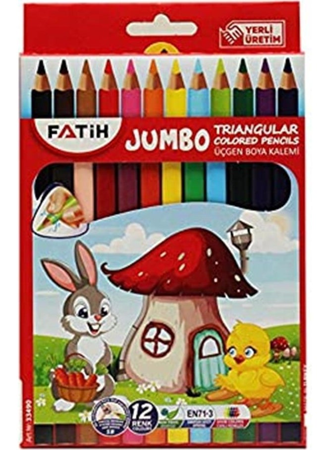 Fatih Jumbo Triangular Triangular Colored Pencil 12 Colors  - Image 1