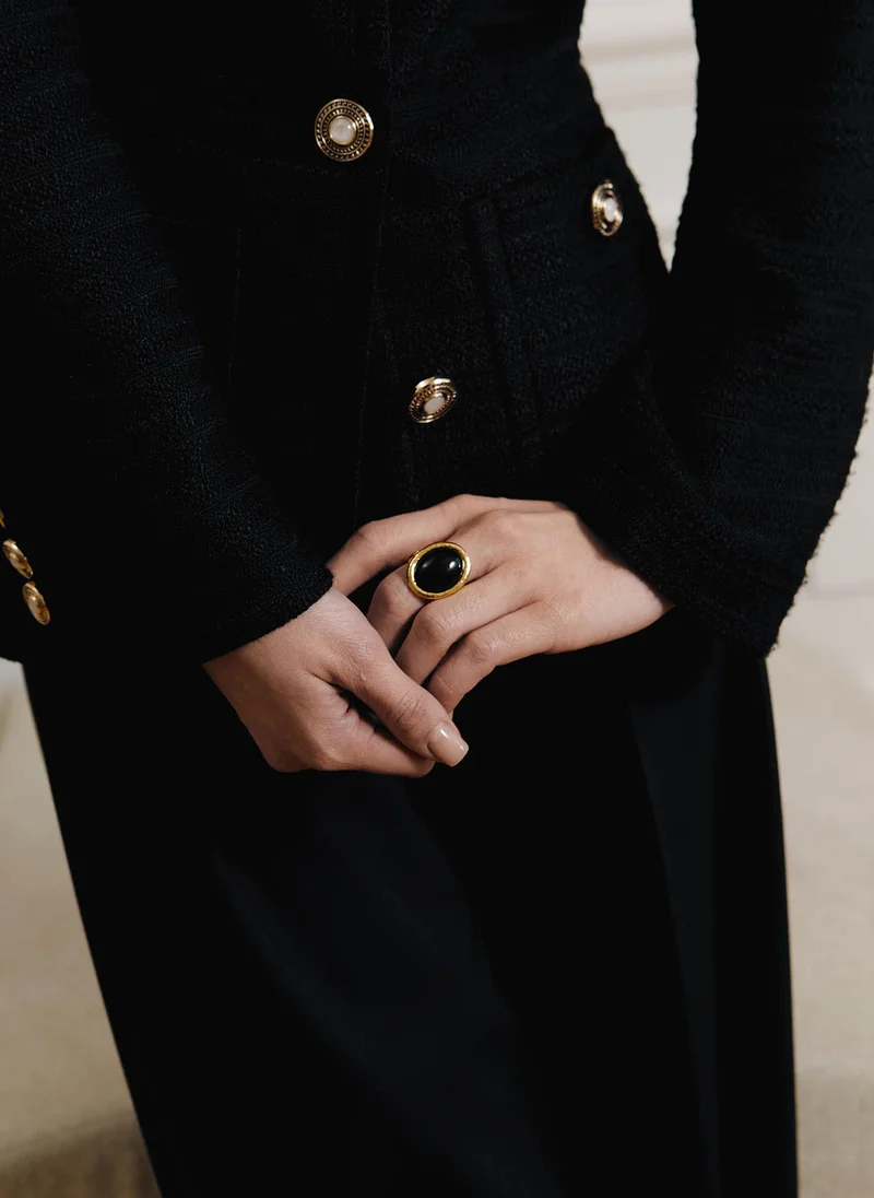 Lichi  Ring with contrasting oval inlay for Women | Best Price UAE