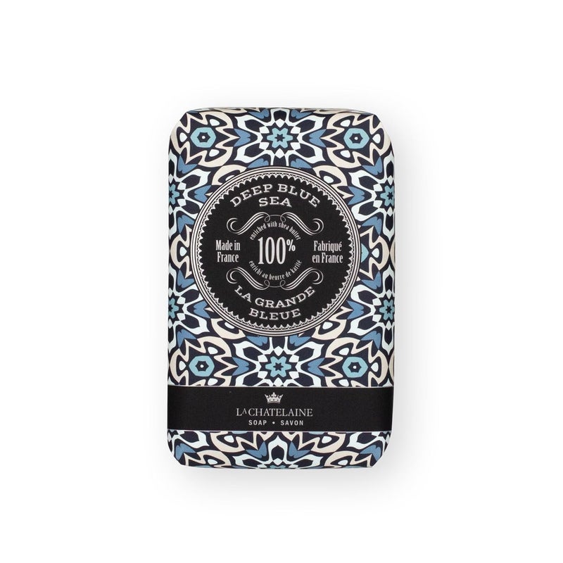 La Chatelaine Shea Butter Bar Soap| Natural and Organic |Triple Milled | Made in France | Unisex, Men, Women | Large (Deep Blue Sea)