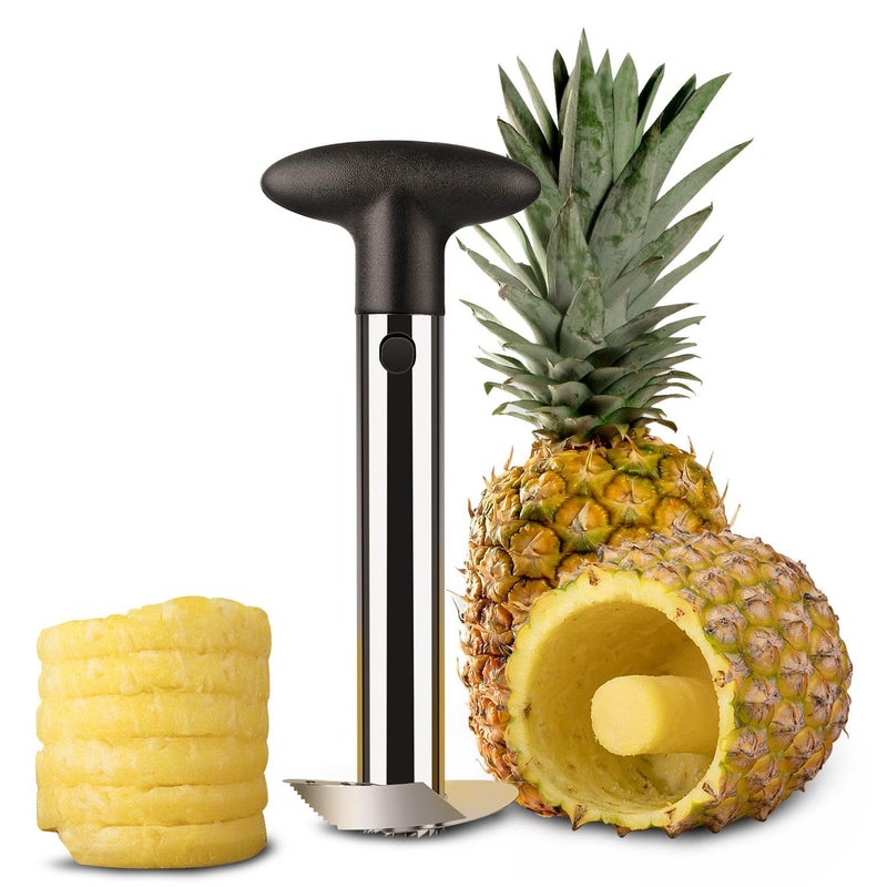 Flexzion Pineapple Corer Slicer Peeler, Stainless Steel Eye Remover Decorer Wedger Cutter, Spiral Cutting Tools with Metal Blade, Non-Slip Grip for Fruit Rings, Home Kitchen Restaurant Chef Use - Image 1