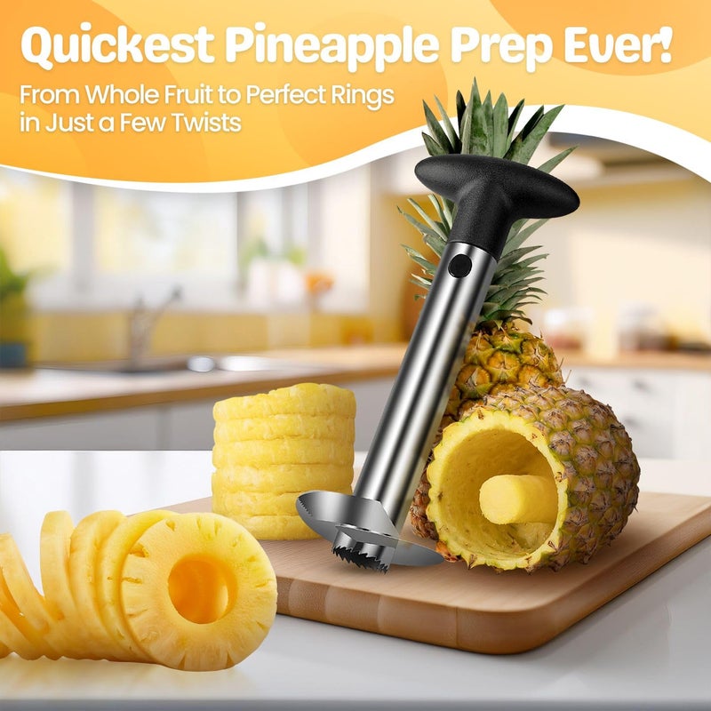 Flexzion Pineapple Corer Slicer Peeler, Stainless Steel Eye Remover Decorer Wedger Cutter, Spiral Cutting Tools with Metal Blade, Non-Slip Grip for Fruit Rings, Home Kitchen Restaurant Chef Use - Image 5