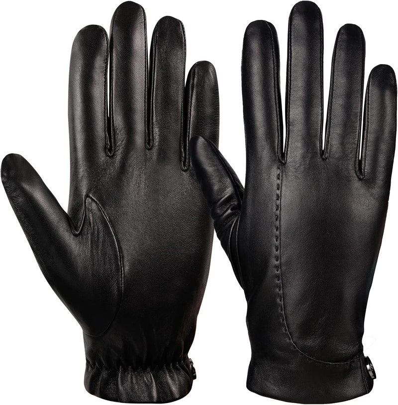 GSG SINCE 1998 GSG Men's Driving Leather Gloves - Genuine Sheepskin, Touchscreen, Black - Image 1