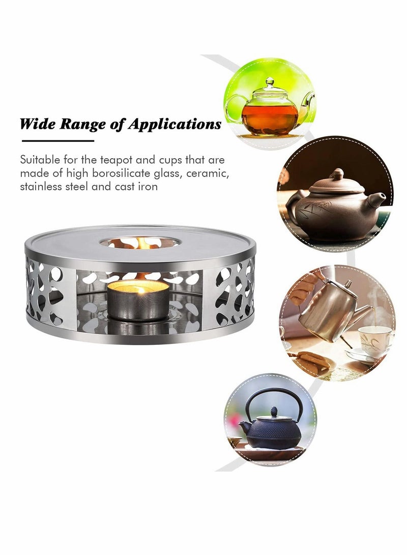 KASTWAVE Teapot Warmer Stainless Steel Heater Coffee Warmer Base Dish Warmer with Tea Light Candle for Glass Teapot and Other heatproof Dish Warming use - Image 3