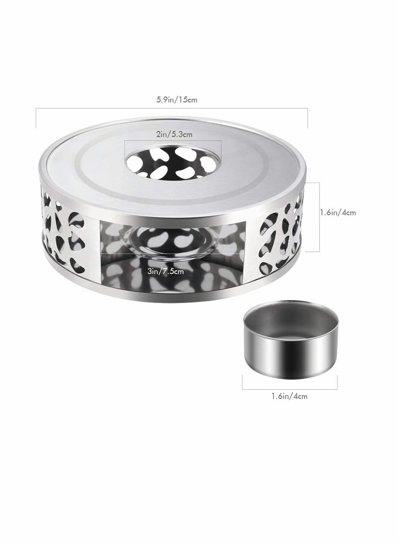 KASTWAVE Teapot Warmer Stainless Steel Heater Coffee Warmer Base Dish Warmer with Tea Light Candle for Glass Teapot and Other heatproof Dish Warming use - Image 5