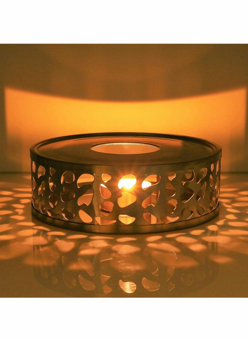 KASTWAVE Teapot Warmer Stainless Steel Heater Coffee Warmer Base Dish Warmer with Tea Light Candle for Glass Teapot and Other heatproof Dish Warming use - Image 2