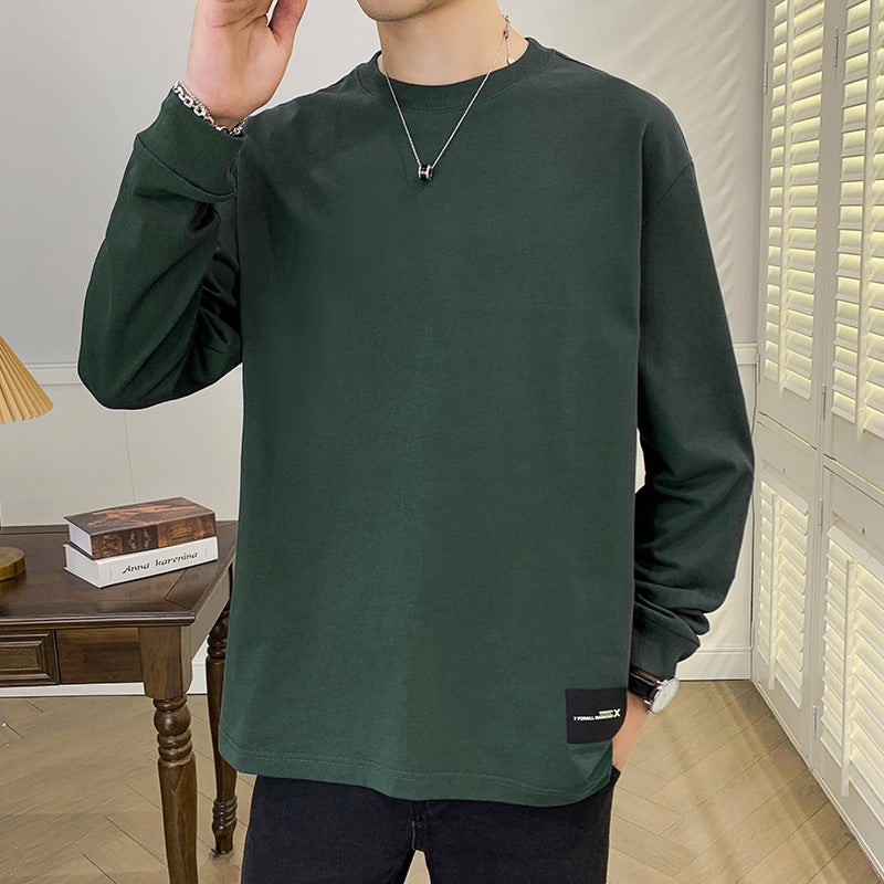 High Weight High Quality Curved Hem Men'S Round Neck Long-Sleeved T-Shirt 2024 Autum New T-Shirt Bottoming Shirt - Image 1