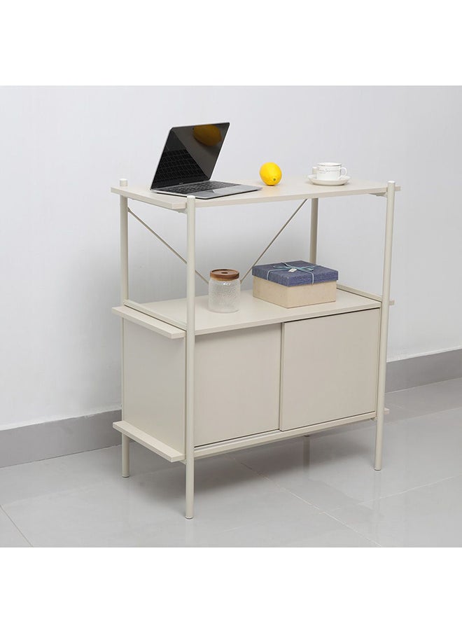 DANUBE HOME Milburn 2 Tier Display Cabinet With Storage Strong And Sturdy Home Kitchen Organiser Rack Modern Design Furniture For Dining Room Living Room Kitchen L 80x40x91.7 cm White  - Image 2