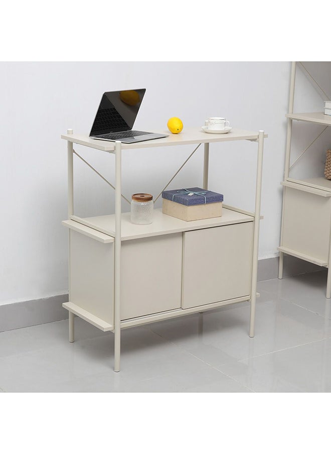 DANUBE HOME Milburn 2 Tier Display Cabinet With Storage Strong And Sturdy Home Kitchen Organiser Rack Modern Design Furniture For Dining Room Living Room Kitchen L 80x40x91.7 cm White  - Image 1
