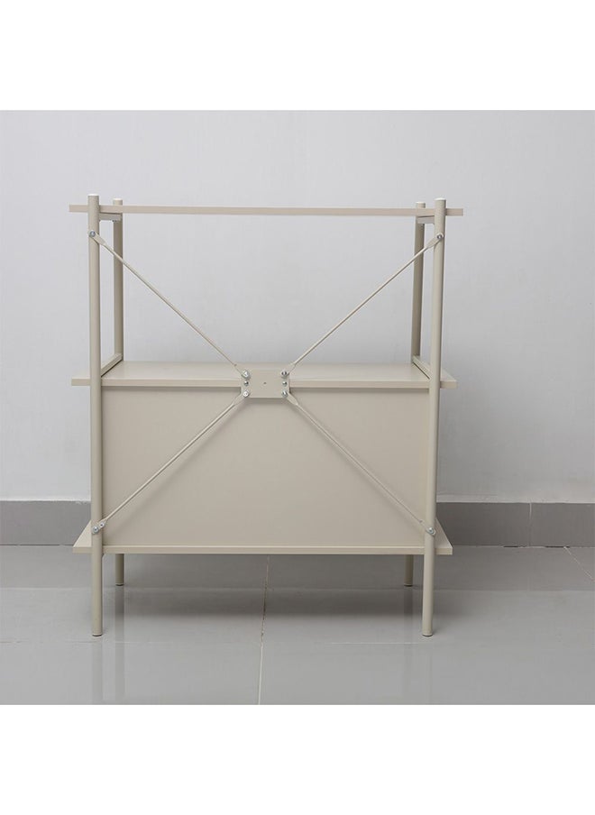 DANUBE HOME Milburn 2 Tier Display Cabinet With Storage Strong And Sturdy Home Kitchen Organiser Rack Modern Design Furniture For Dining Room Living Room Kitchen L 80x40x91.7 cm White  - Image 3
