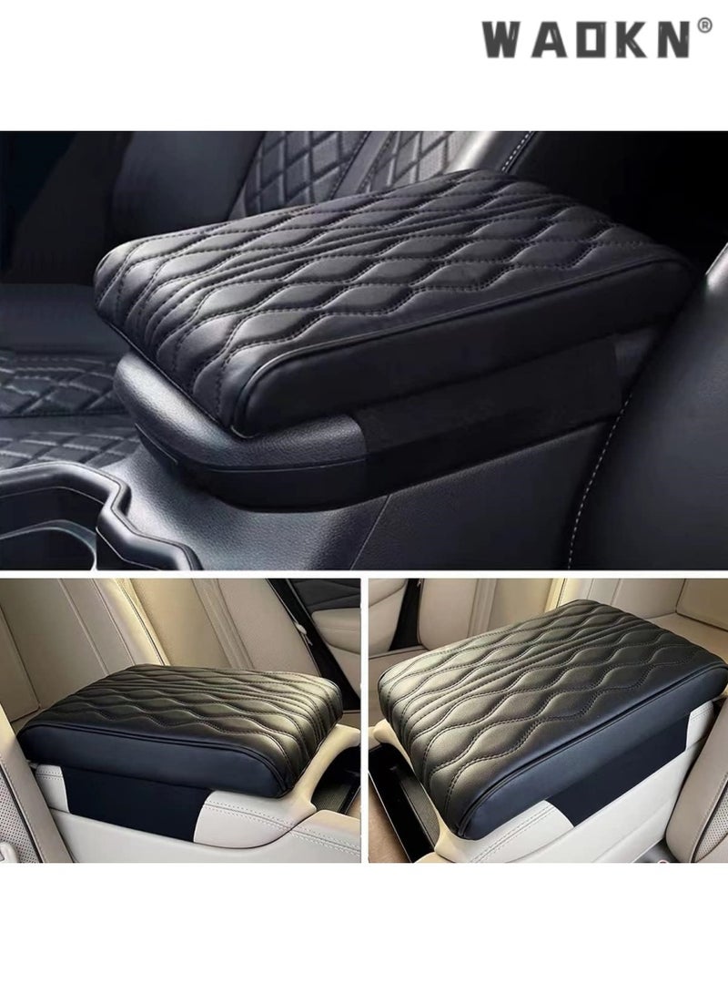 دبليو أيه أو كي أن سيارة غطاء الكونسول الوسطي / رغوة الذاكرة وسادة مسند ذراع السيارة / وسادة مسند ذراع السيارة ، والجلود يغطي مسند ذراع السيارة ، وسيارات الدفع الرباعي / شاحنة / سيارة مسند ذراع وسادة ، وتعزيز الراحة ، ومواد دائمة ( أسود ) - Image 2