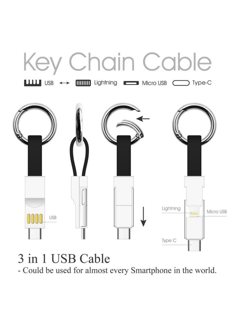 keendex kx3516 compact 3 in 1 magnetic keychain usb cable- type-c ,lightning - Image 1