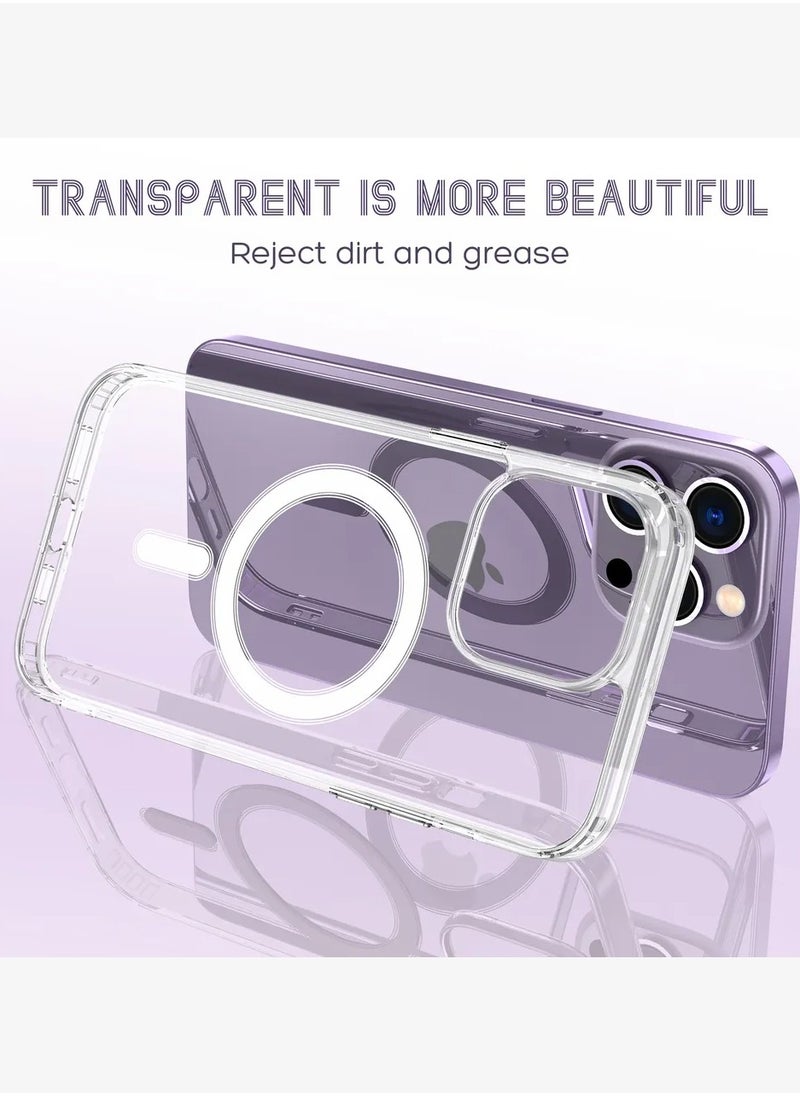 OQUERA - iPhone 15 Pro Magsafe Case Clear【N52 Stronger Magnets】【Shockproof Military-Grade Protection】iPhone 15 Pro Cover Anti-Yellow & Anti-Scratch, Ultra Slim, Magnetic Cover for 15 Pro Clear - Image 1