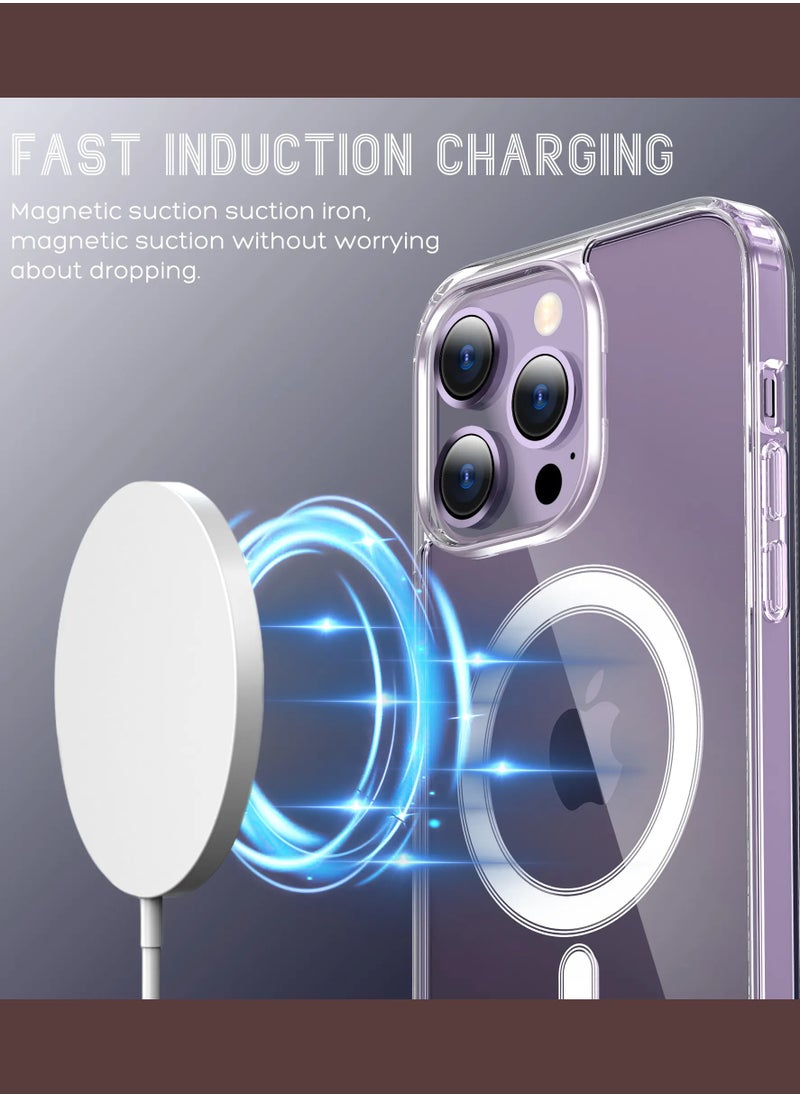 OQUERA - iPhone 15 Pro Magsafe Case Clear【N52 Stronger Magnets】【Shockproof Military-Grade Protection】iPhone 15 Pro Cover Anti-Yellow & Anti-Scratch, Ultra Slim, Magnetic Cover for 15 Pro Clear - Image 1