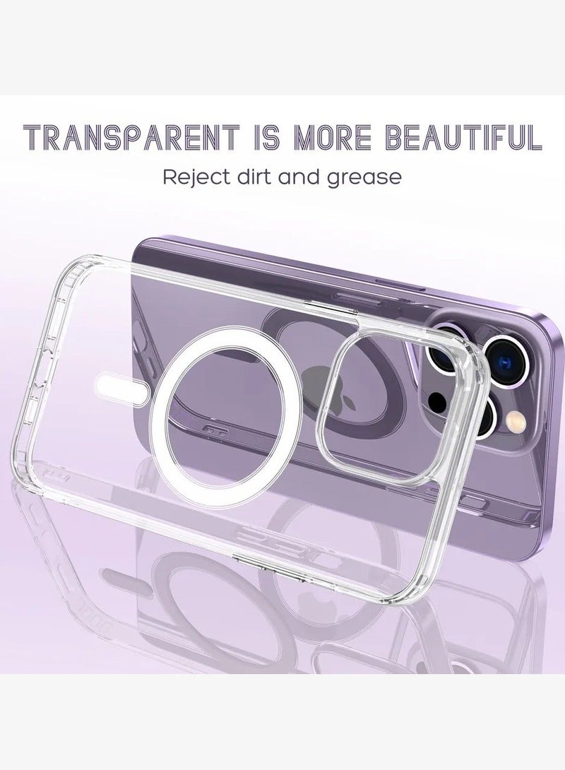 OQUERA iPhone 15 Pro Magsafe Case Clear【N52 Stronger Magnets】【Shockproof Protection】iPhone 15 Pro Cover Anti-Yellow & Anti-Scratch, Ultra Slim, Magnetic Cover for 15 Pro Clear - Image 4