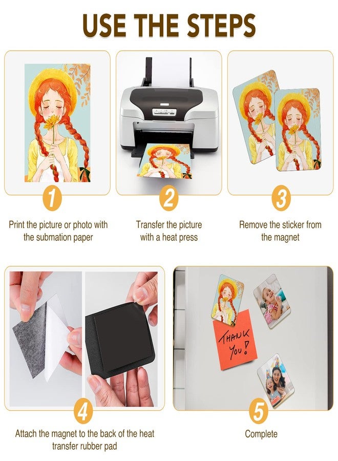 مجموعة من 40 قطعة من مغناطيسات التسامي الفارغة، مغناطيس ثلاجة قابل للتخصيص لتزيين المنزل والمطبخ وفرن الميكروويف، مع 40 قطعة من الوسادات المطاطية الناعمة الفارغة (2.4 بوصة × 3.1 بوصة)، 40 قطعة من المغناطيسات الناعمة التي يمكنك صنعها بنفسك - Image 4