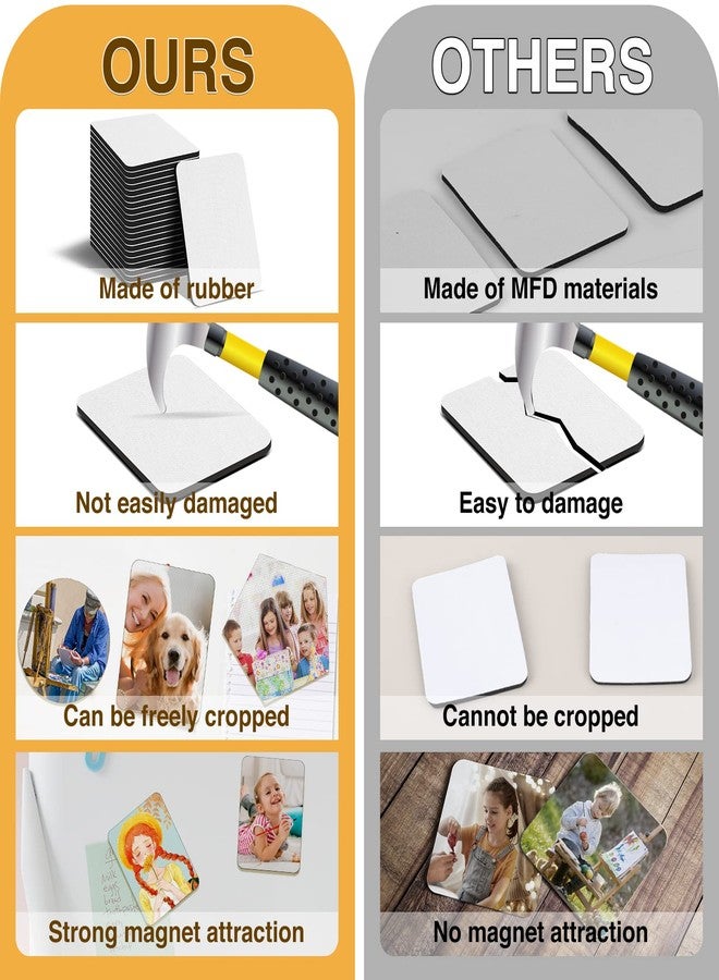 مجموعة من 40 قطعة من مغناطيسات التسامي الفارغة، مغناطيس ثلاجة قابل للتخصيص لتزيين المنزل والمطبخ وفرن الميكروويف، مع 40 قطعة من الوسادات المطاطية الناعمة الفارغة (2.4 بوصة × 3.1 بوصة)، 40 قطعة من المغناطيسات الناعمة التي يمكنك صنعها بنفسك - Image 5