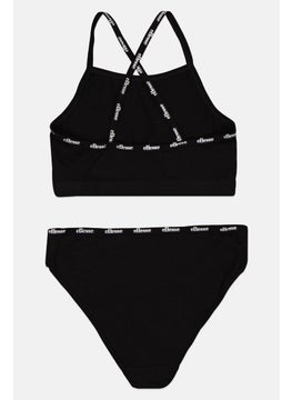 Ellesse Women 2 Pcs Brand Logo Bralette And Briefs Set, Black  - Image 2