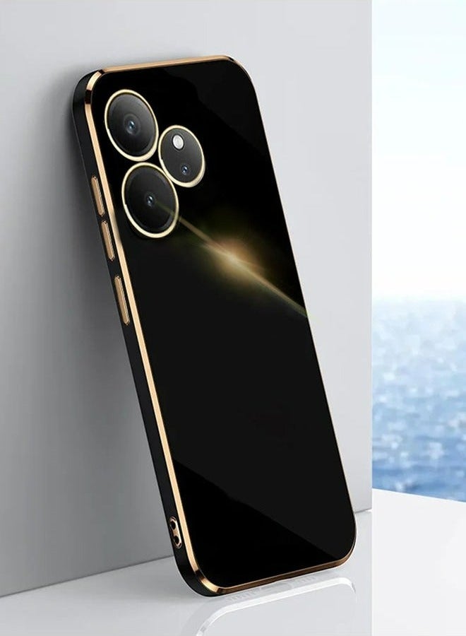 Case Cover For realme GT6 5G , Luxury Plating Soft Back Cover, Raised Full Camera Protection, Slim Thin TPU Mobile Phone Case Black - Image 1