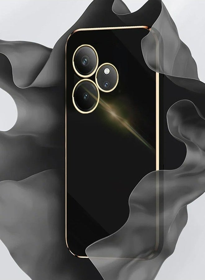 Case Cover For realme GT6 5G , Luxury Plating Soft Back Cover, Raised Full Camera Protection, Slim Thin TPU Mobile Phone Case Black - Image 2