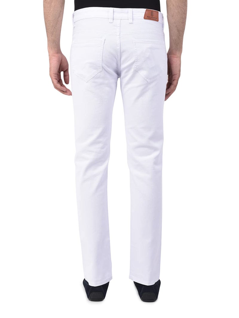 Ben Martin Men's Slim Fit Stylish Stretchable 32 Size White Cotton Denim Jeans Mid Rise Pant For Men, JJ3-3 - Image 2
