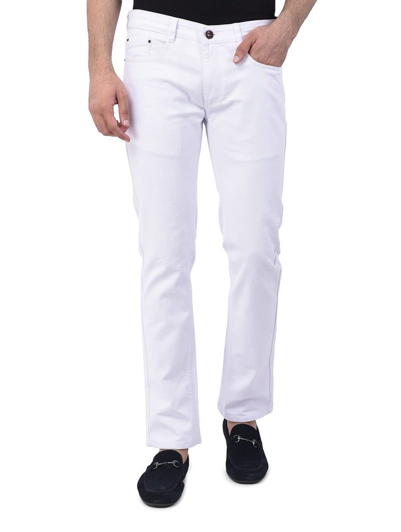 Ben Martin Men's Slim Fit Stylish Stretchable 32 Size White Cotton Denim Jeans Mid Rise Pant For Men, JJ3-3 - Image 1