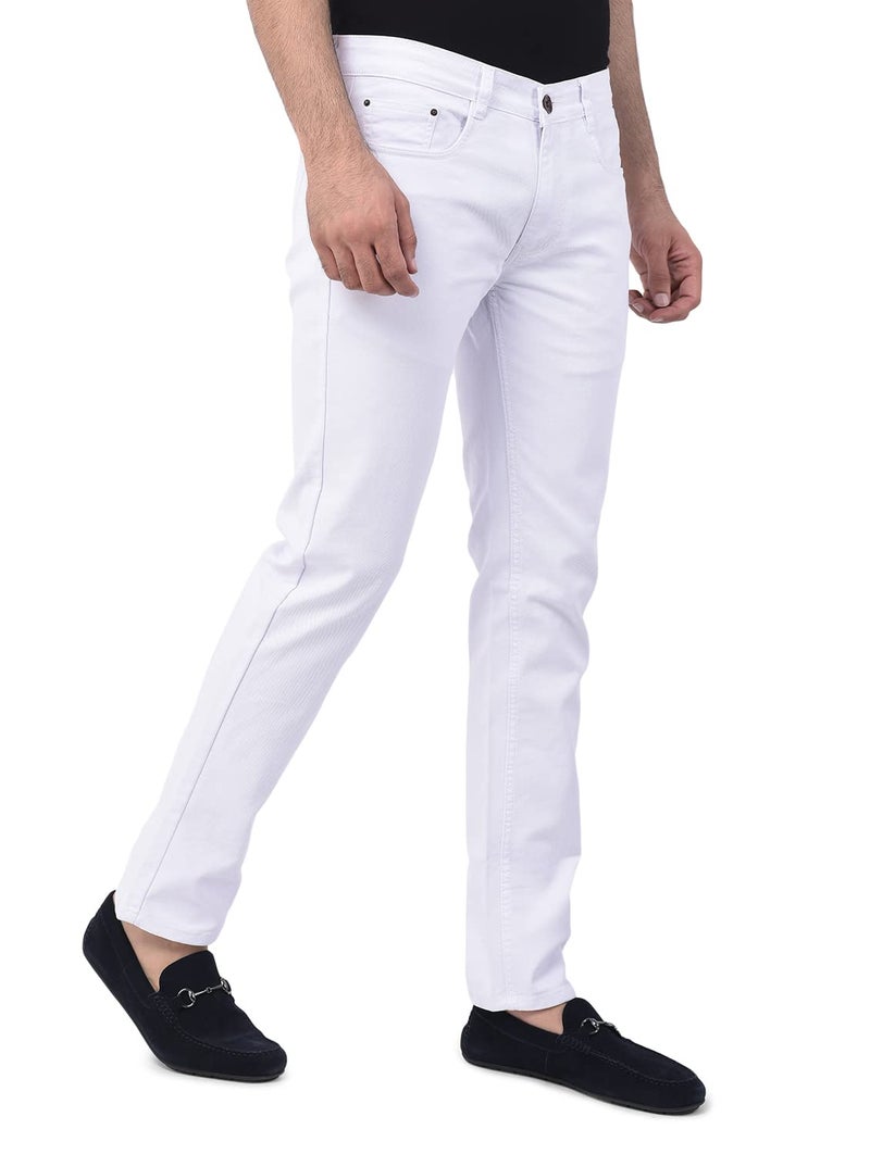 Ben Martin Men's Slim Fit Stylish Stretchable 32 Size White Cotton Denim Jeans Mid Rise Pant For Men, JJ3-3 - Image 4