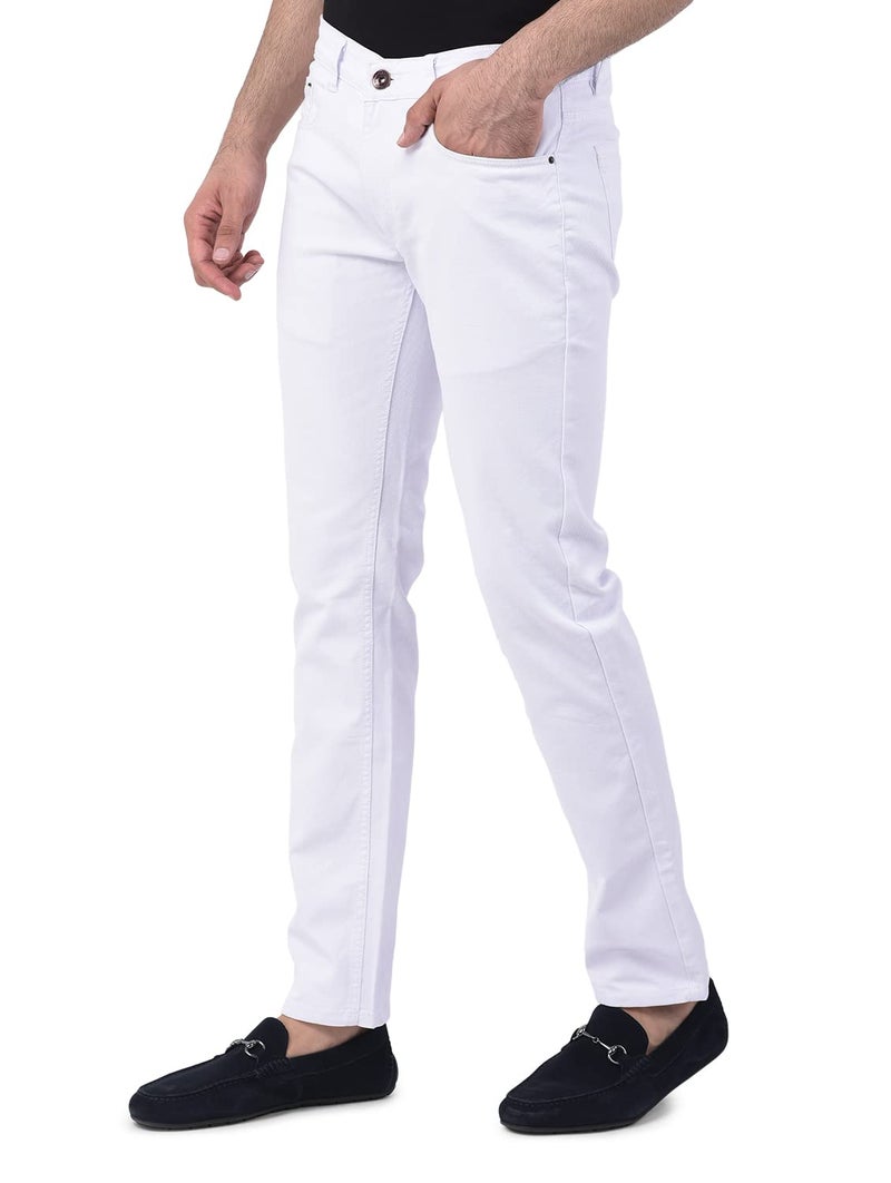 Ben Martin Men's Slim Fit Stylish Stretchable 32 Size White Cotton Denim Jeans Mid Rise Pant For Men, JJ3-3 - Image 3