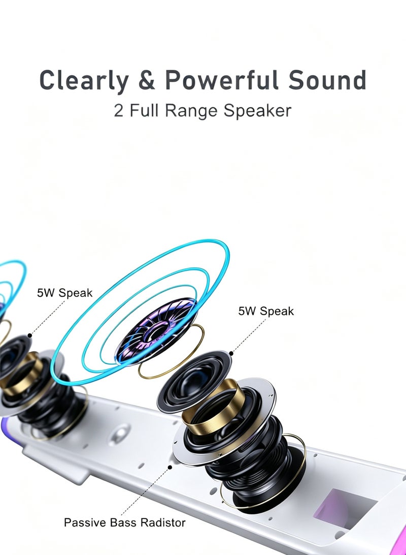 LOOPITYS Bluetooth Speaker, Portable Wireless Speaker with LED Light, Dual Speaker Desktop Audio subwoofer Antimagnetic Speaker, for for Outdoor, Home, Party, Beach, Travel - Image 3