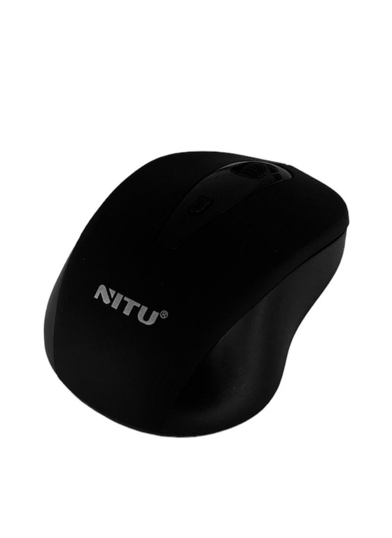Nitu - NITU Wireless Bluetooth Mouse, Silent Click, Dual Mode With 2.4GHz USB and Bluetooth, Triple DPI(Up to 1600) , Auto Sleep Mode, Computer Mice for Windows/MacOS/Android, BLACK - Image 1