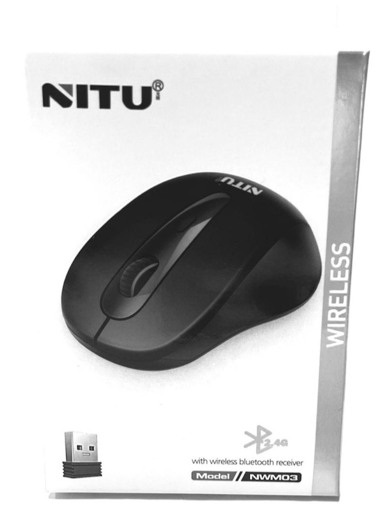 Nitu - NITU Wireless Bluetooth Mouse, Silent Click, Dual Mode With 2.4GHz USB and Bluetooth, Triple DPI(Up to 1600) , Auto Sleep Mode, Computer Mice for Windows/MacOS/Android, BLACK - Image 1
