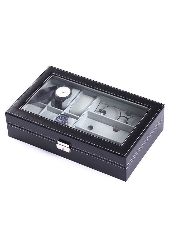 Yolu - Yolu Multi-function Watch Box Storage for Men Women, 6 Watch and 3 Eyeglasses Sunglasses Box with Glass Display Lock and key. - Image 1