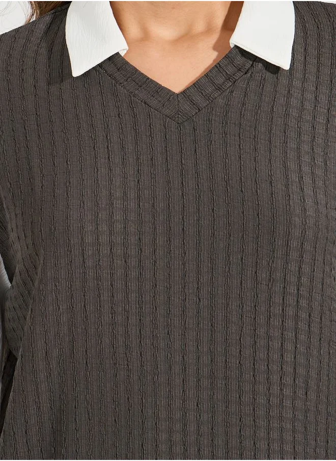 Styli Knit Oversized Regular Length Shirt