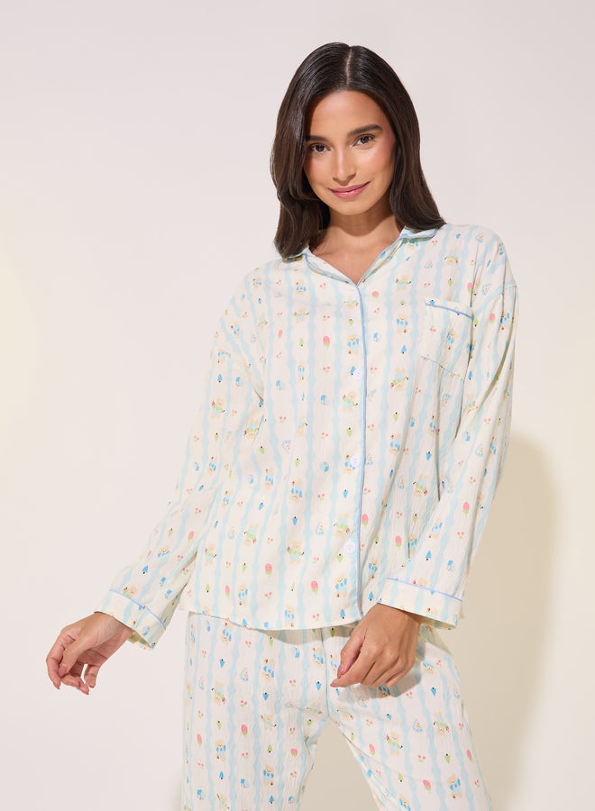 تايك تو طقم بيجامة بأكمام طويلة مطبوعة - Image 2