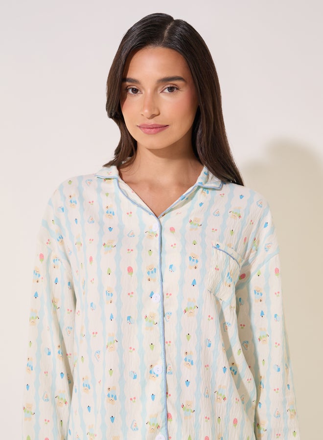 تايك تو طقم بيجامة بأكمام طويلة مطبوعة - Image 3