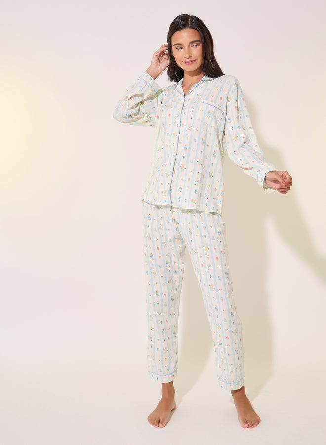 تايك تو طقم بيجامة بأكمام طويلة مطبوعة - Image 1