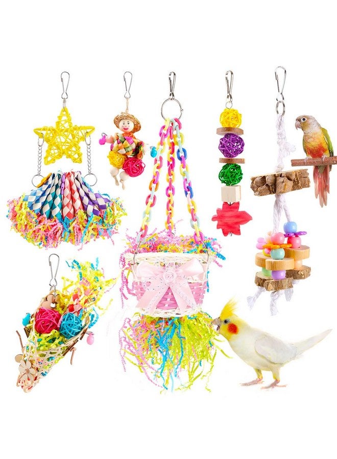 ألعاب الطيور، ألعاب الببغاء، ألعاب البحث عن الطعام، لعبة المضغ، أداة تمزيق الطعام الملونة، سلم التسلق، ببغاء صغير ومتوسط الحجم، ببغاء Xuanfeng، طائر الحب، ببغاء، ملحقات ببغاء جلد النمر (6 قطع) - Image 1