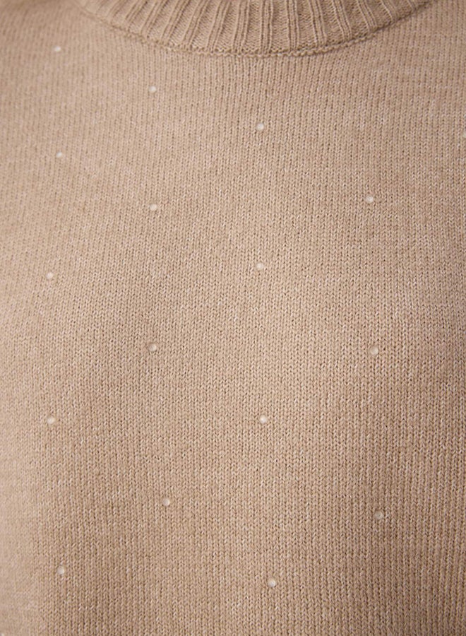 trendyol Mink Soft Textured Stone Embroidered Knitwear Sweater - Image 3